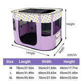 Foldable Cat Dog Kennel Pet Delivery Cage Portable Pet Fence Tent - Purple-L