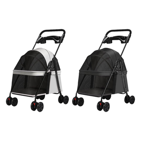Lightweight Pet Stroller for Cats and Small Dogs Easy Fold Portable Travel Use - Black