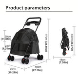 Lightweight Pet Stroller for Cats and Small Dogs Easy Fold Portable Travel Use - Grey