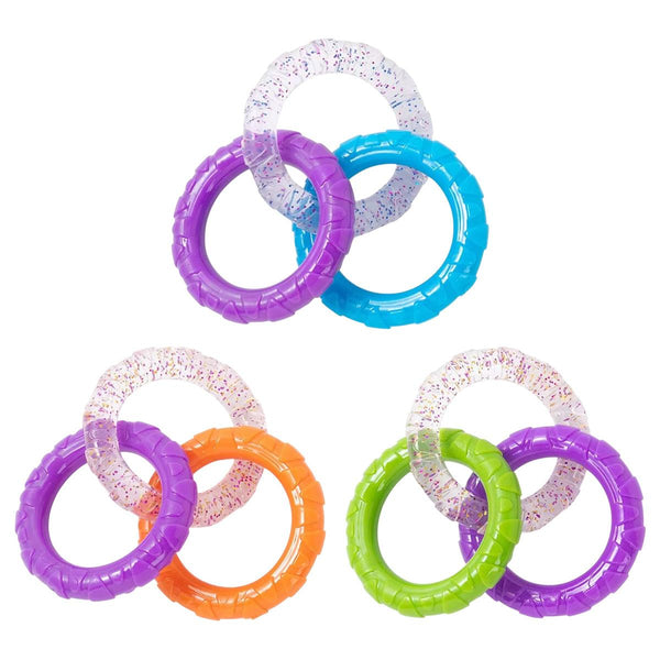 Interactive Dog Toys TRP Rubber Ring Teething Pet Rally Ring Chew Play Fetch - Green-Purple