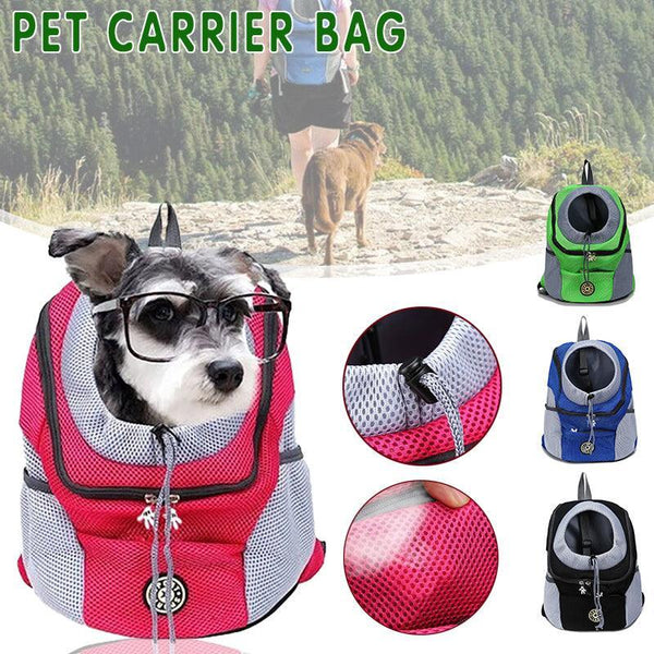 L Size Puppy Travel Mesh Pet Dog Carrier Backpack Front Travel Portable Shoulder Bag - Blue