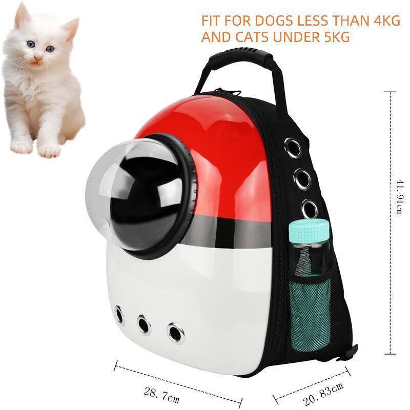 Cat Dog Backpack Carrier Breathable Pet Carrier Bag for Outdoor Travel - Red with White