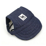 Dog Baseball Cap Outdoor Pet Sun Hat Summer Canvas Visor Puppy XL - Denim Blue
