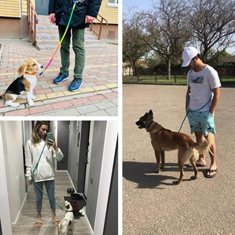 Adjustable Diagonal Dog Walking Leash Hands Free Crossbody Pet Lead Dogs - Colourful