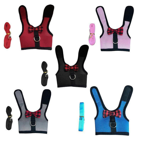 Rabbit Vest Harness Leash Lead Small Animal Pet Mesh Hamster Bunny Traction Rope M - Red