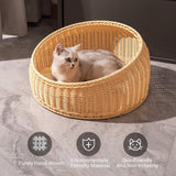 Rattan Cat Nest Four Seasons Open Cat House Summer Bed for Cats Pet Supplies - Coffee