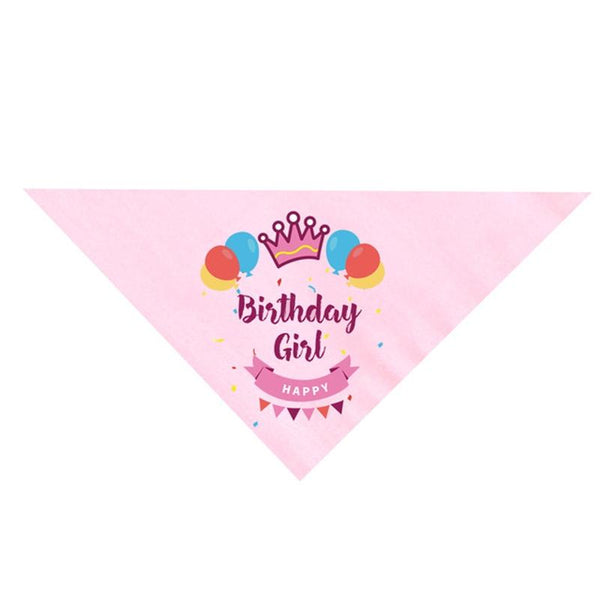 Pet Birthday Saliva Towel Double Cotton Triangle Scarf - Pink