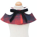 Dog Shawl Small Cloak Pet Bow Ttie Saliva Towel Pet Accessories - Size S - Red Grid