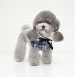 Dog Shawl Small Cloak Pet Bow Ttie Saliva Towel Pet Accessories - Size S - Red Grid