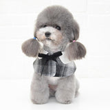 Dog Shawl Small Cloak Pet Bow Ttie Saliva Towel Pet Accessories - Size S - Red Grid