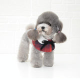 Dog Shawl Small Cloak Pet Bow Ttie Saliva Towel Pet Accessories - Size M - Red Grid