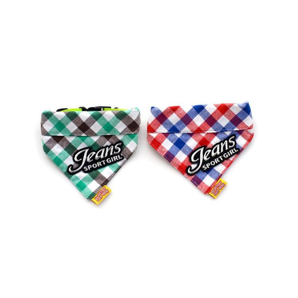 Pure Cotton Plaid Dog Scarf Small And Medium-Sized Dog Saliva Towel - Size S 20-30Cm - Green