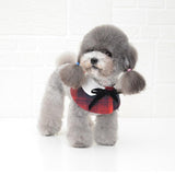 Dog Shawl Small Cloak Pet Bow Ttie Saliva Towel Pet Accessories - Size S - Navy Blue Grid