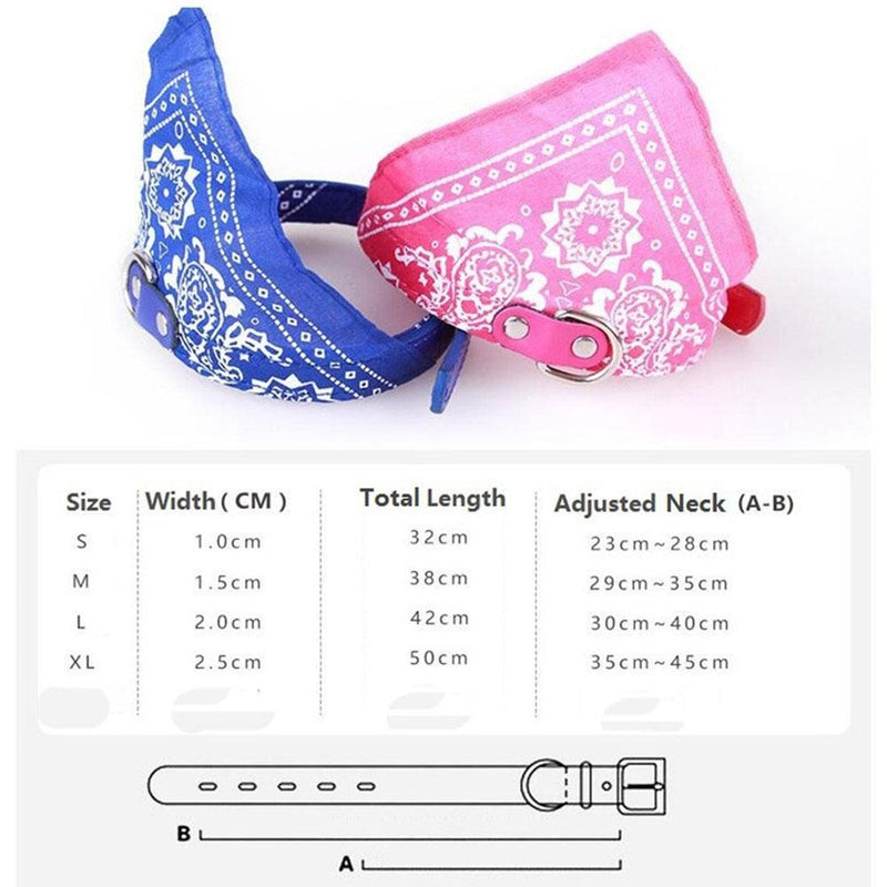 Adjustable Dog Bandana Leather Printed Soft Scarf Collar Neckerchief For Puppy Pet - Size M - Pink