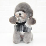 Dog Shawl Small Cloak Pet Bow Ttie Saliva Towel Pet Accessories - Size M - Navy Blue Grid