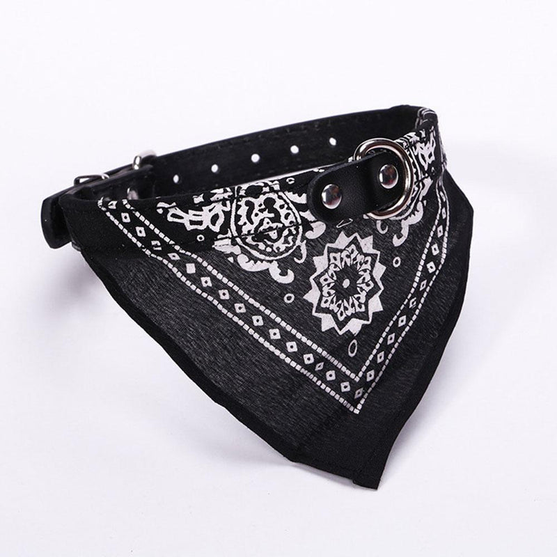Adjustable Dog Bandana Leather Printed Soft Scarf Collar Neckerchief For Puppy Pet - Size M - Magenta