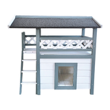 Cat House Weatherproof 2-Story Indoor Outdoor Wooden Shelter Bitumen Roof