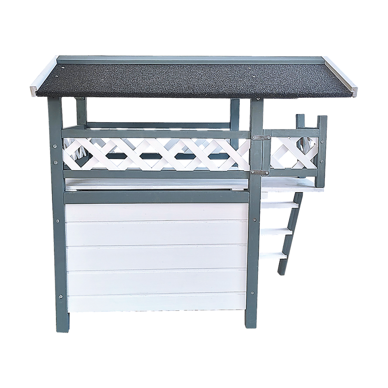 Cat House Weatherproof 2-Story Indoor Outdoor Wooden Shelter Bitumen Roof