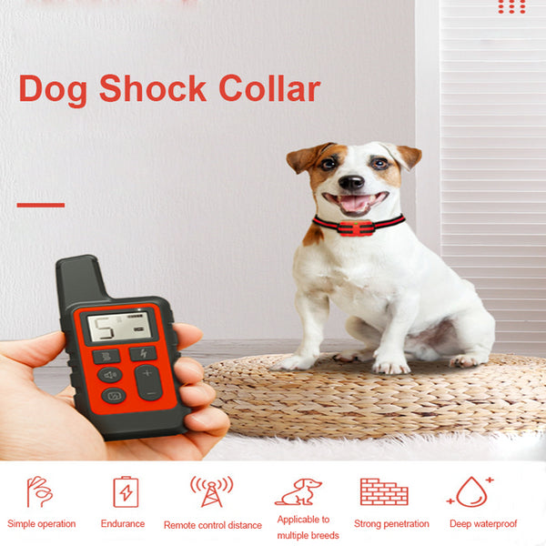 Orange Remote Dog Training Collar with Adjustable Shock and Vibration - Rechargeable, Waterproof, 2 Channels for Small to Large Dogs