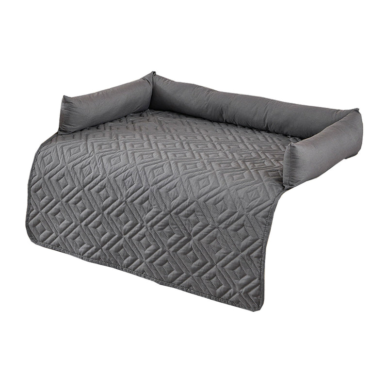90*120CM Grey Waterproof & Scratch-Resistant Pet Sofa Protector Mat with Pillow | Cat & Dog Bed, Washable, All-Season