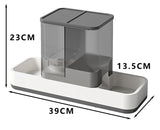 Grey 2-in-1 Automatic Pet Water and Food Dispenser - Gravity Feeder for Cats and Dogs