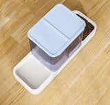 Blue 2-in-1 Automatic Pet Water and Food Dispenser - Gravity Feeder for Cats and Dogs