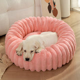Pink Plush Pet Bed - 40cm Round Dog & Cat Mat, Cozy PP Cotton Filled, Comfortable Pet Supplies