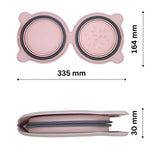 Red Portable Collapsible Pet Bowl Set - Food-Grade Silicone Double Bowl for Dogs & Cats, Anti-Slip & Easy to Clean