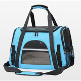 Portable Pet Bag for Small Dogs and Cats - Light blue Travel Tote with Pet Mat (44x25x28cm)