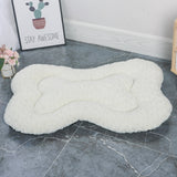 L White Rose Velvet Fish Scale Pet Bed - Creative Bone-Shaped Soft and Cozy Dog & Cat Nest