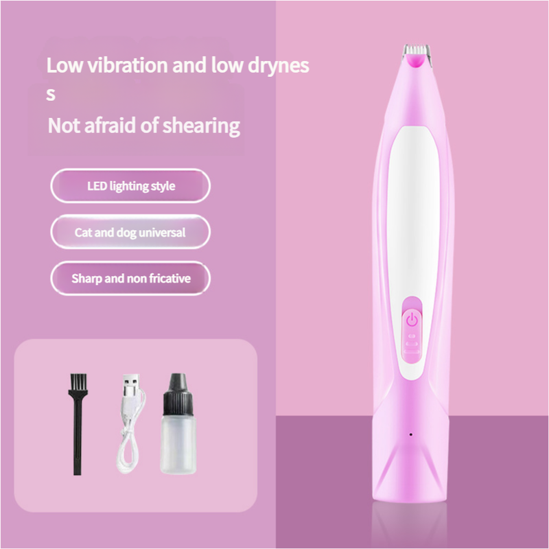 Electric Pet Hair Clipper with Type-C Charging, LED Light, and Grooming Accessories(Purple)