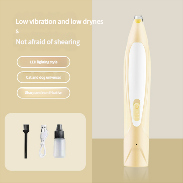 Electric Pet Hair Clipper with Type-C Charging, LED Light, and Grooming Accessories(yellow)