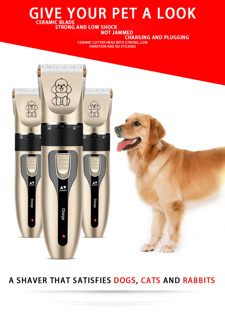 Professional Pet Grooming Hair Clipper Kit - Rechargeable, Low Noise, with Ceramic Blades & 5-Speed Adjustment(Platinum)