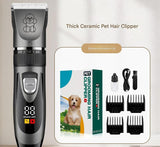 Professional Pet Grooming Hair Clipper Kit - Rechargeable, Low Noise, with Ceramic Blades & 5-Speed Adjustment(Gray)