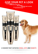 Professional Pet Grooming Hair Clipper Kit - Rechargeable, Low Noise, with Ceramic Blades & 5-Speed Adjustment(Gray)