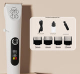 Professional Pet Grooming Hair Clipper Kit - Rechargeable, Low Noise, with Ceramic Blades & 5-Speed Adjustment(White)