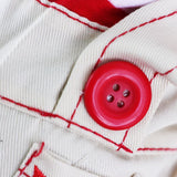Red Cute Sailor Dog Outfit - Striped Shirt & Anchor Overalls for Small Dogs (Size : L )