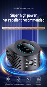 Black Advanced Ultrasonic Pest Repeller - Multi-Wave Tech for Mice, Roaches, Mosquitoes