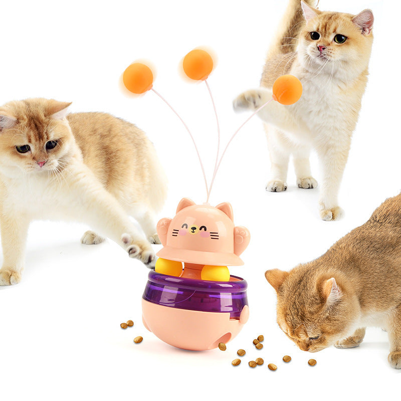 Pink 3-in-1 Interactive Cat Toy - Tumbler, Treat Dispenser, Track & Teaser Ball