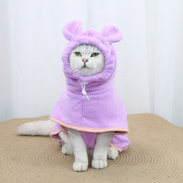 Purple Hooded Dog Bathrobe - Super Absorbent, Adjustable Fit, Cozy Pet Towel (Size : XS)