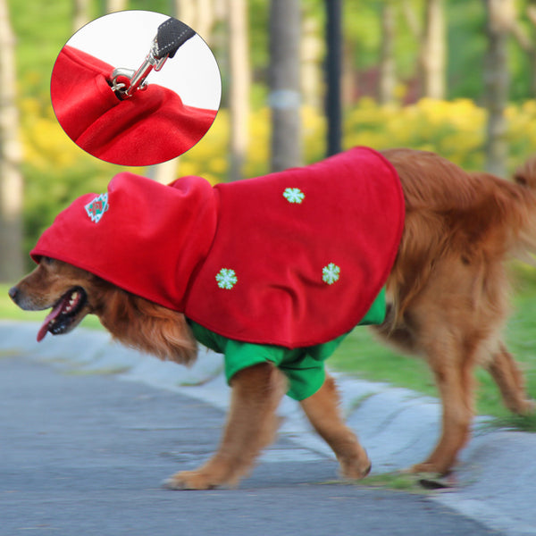 Christmas Dog Costume - Festive Hooded Cape & Green Jumpsuit Outfit (Size : M)
