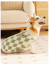 Classic Argyle Dog Sweater - Green & White Knit for Corgis & Medium Breeds (Size : M)