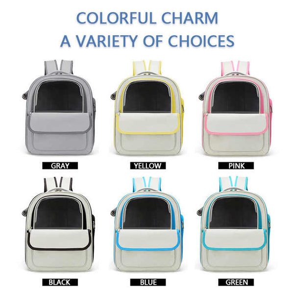 Grey Spacious Pet Carrier Backpack with Clear Window - Comfortable Travel Bag for Cats & Small Dogs