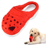 Size L Red Tough Slipper Dog Chew Toy - Natural Rubber Treat Dispenser & Teeth Cleaner for Interactive Play & Boredom Relief