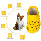 Size L Blue Tough Slipper Dog Chew Toy - Natural Rubber Treat Dispenser & Teeth Cleaner for Interactive Play & Boredom Relief