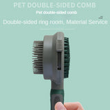 Green And Grey Dual-Sided Pet Grooming Brush - Self-Cleaning Slicker & Gentle Massage Bath Comb for Dogs & Cats