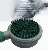 Green And Grey Dual-Sided Pet Grooming Brush - Self-Cleaning Slicker & Gentle Massage Bath Comb for Dogs & Cats