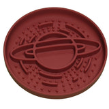 Dark Red Silicone Planet Slow Feeder Dog Bowl - 2-in-1 Anti-Choke Lick Mat for Healthy Eating & Fun