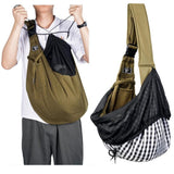 Black Breathable Pet Sling Carrier for Small Dogs & Cats - Adjustable Hands-Free Travel Pouch with Safety Leash & Pocket