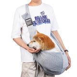 Grey Breathable Pet Sling Carrier for Small Dogs & Cats - Adjustable Hands-Free Travel Pouch with Safety Leash & Pocket